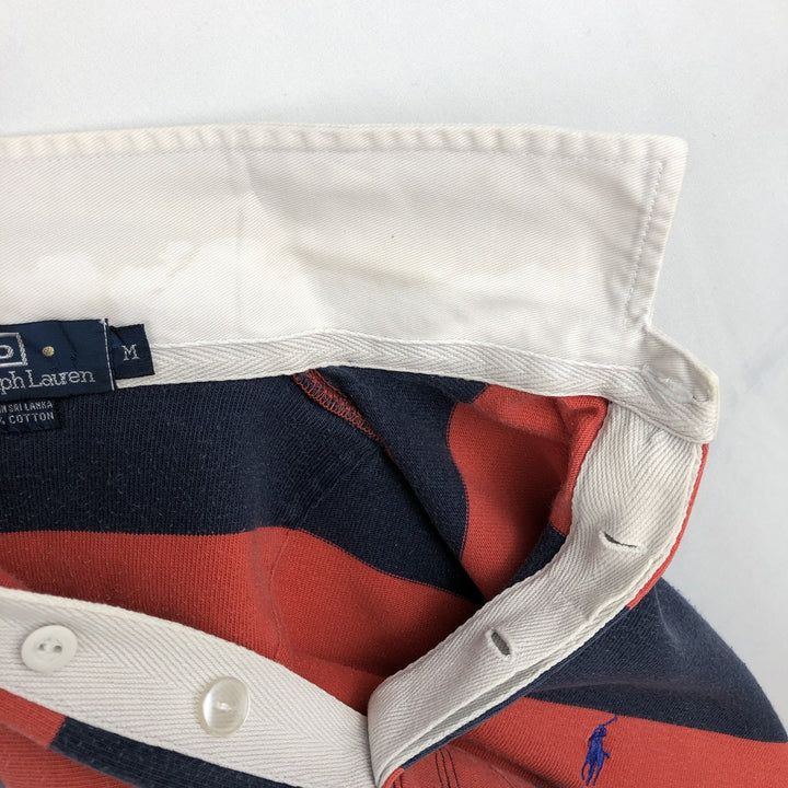Ralph Lauren POLO by Ralph Lauren Striped Pattern Long Sleeve Rugby Shirt Men's M cotton red type Vintage Second Hand