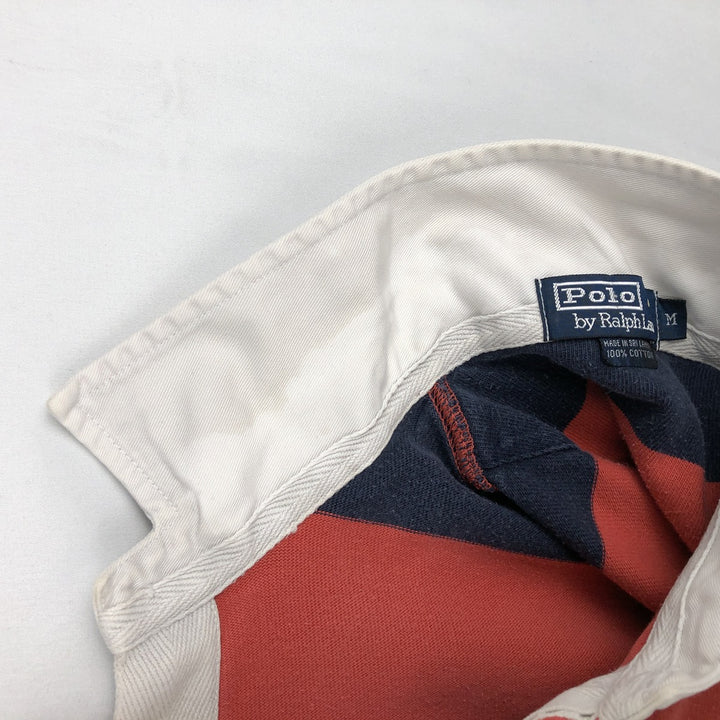 Ralph Lauren POLO by Ralph Lauren Striped Pattern Long Sleeve Rugby Shirt Men's M cotton red type Vintage Second Hand