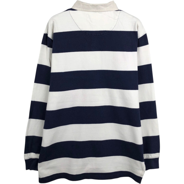 Ralph Lauren POLO by Ralph Lauren Striped Pattern Long Sleeve Rugby Shirt Men's Size L cotton navy blue type Vintage Second Hand
