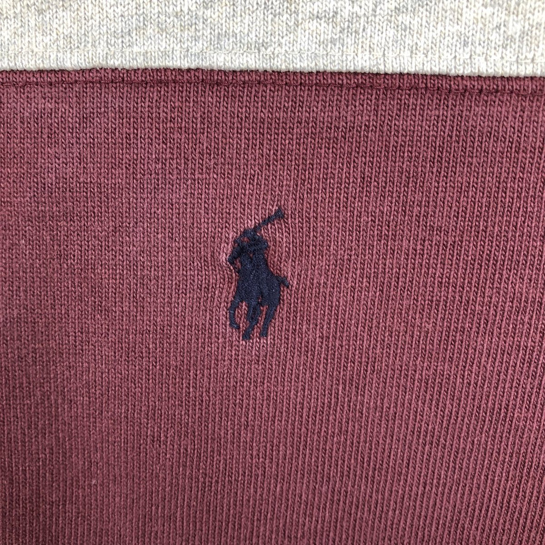 Ralph Lauren POLO by Ralph Lauren Striped Pattern Long Sleeve Rugby Shirt Men's XL cotton Red type red-purple Vintage Second Hand