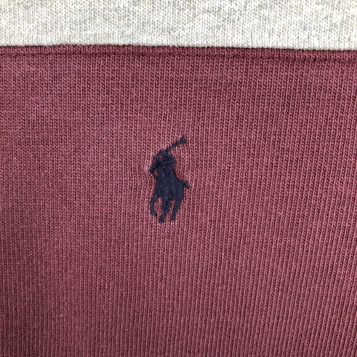 Ralph Lauren POLO by Ralph Lauren Striped Pattern Long Sleeve Rugby Shirt Men's XL cotton Red type red-purple Vintage Second Hand