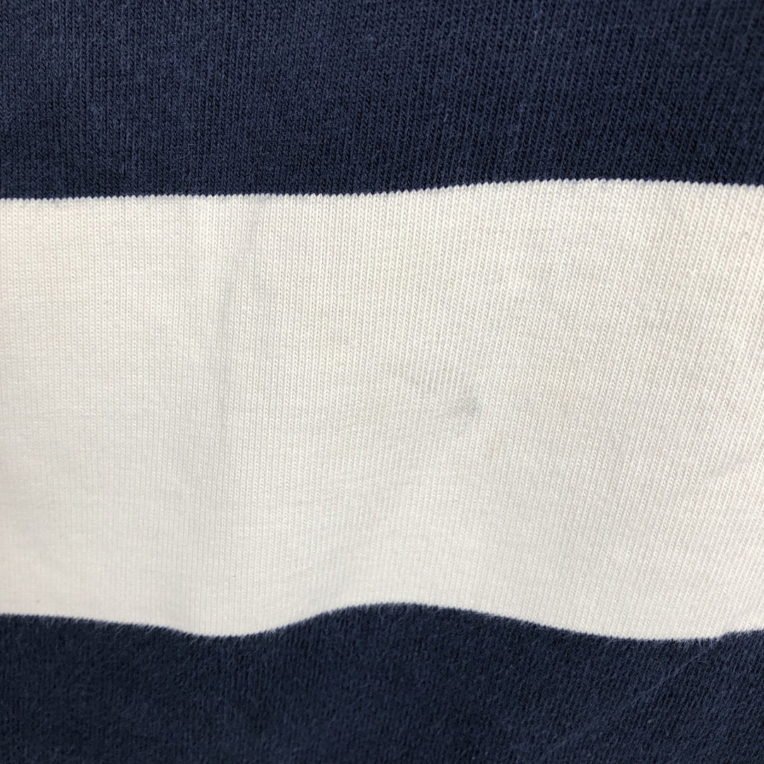 Ralph Lauren POLO by Ralph Lauren CUSTOM FIT Border Pattern Long Sleeve Rugby Shirt Men's L size cotton navy blue type Vintage Second Hand