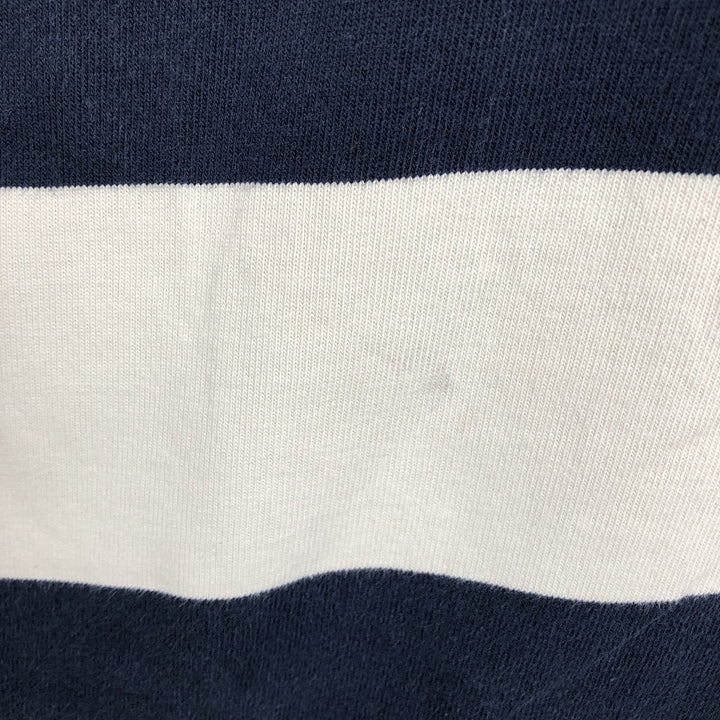Ralph Lauren POLO by Ralph Lauren CUSTOM FIT Border Pattern Long Sleeve Rugby Shirt Men's L size cotton navy blue type Vintage Second Hand