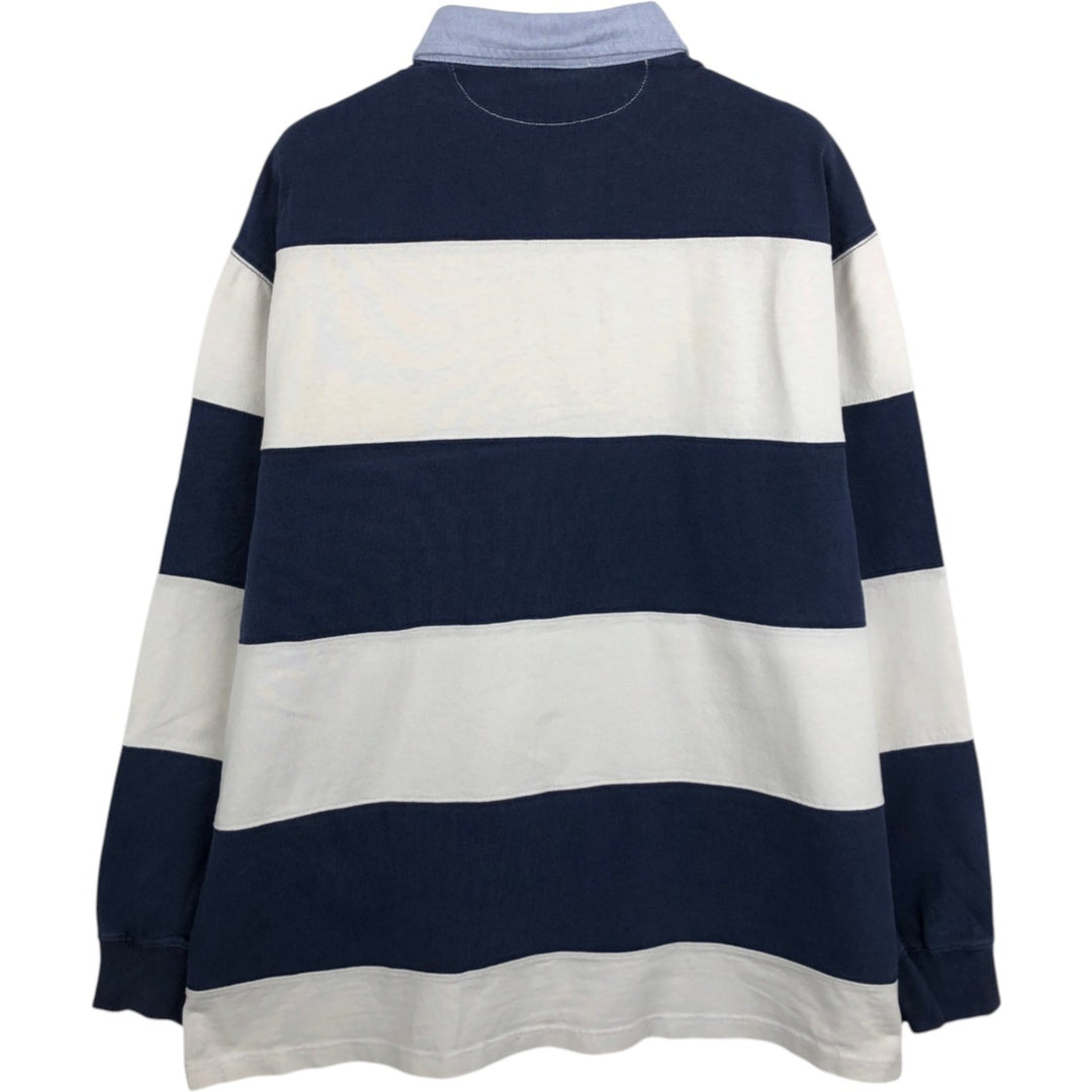 Ralph Lauren POLO by Ralph Lauren Striped Pattern Long Sleeve Rugby Shirt Men's Size L cotton navy blue type Vintage Second Hand
