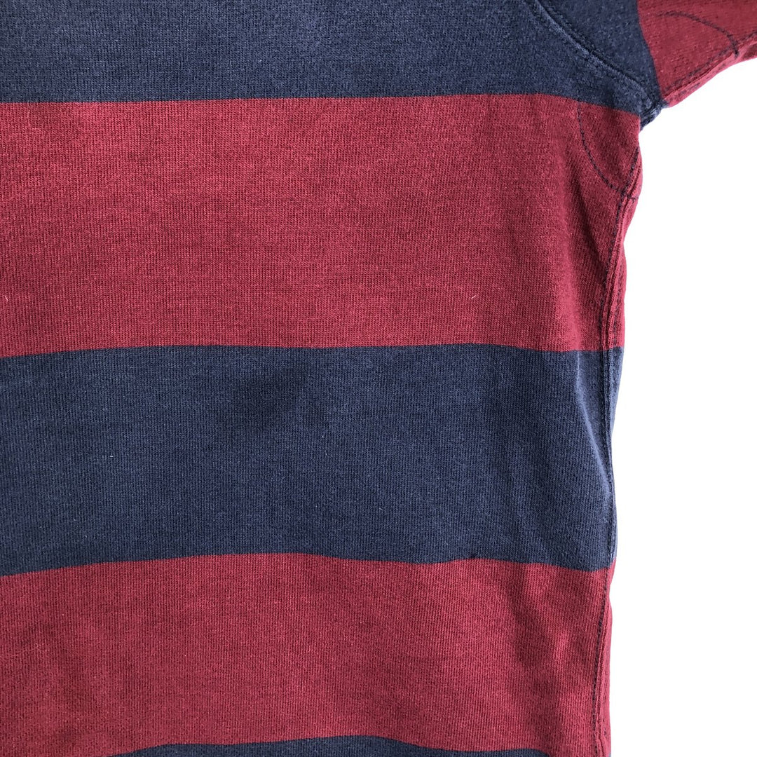 Ralph Lauren POLO by Ralph Lauren Striped Pattern Long Sleeve Rugby Shirt Men's Size L cotton Red type red-purple Vintage Second Hand