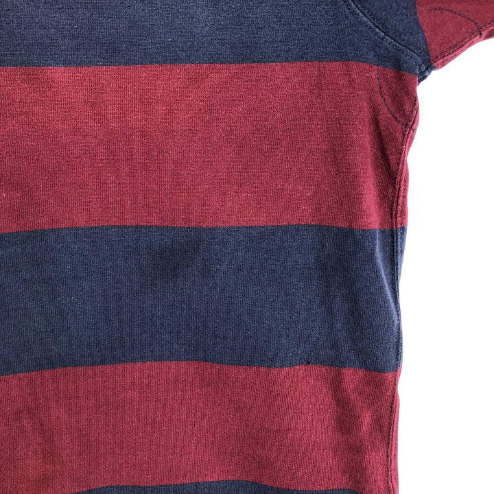 Ralph Lauren POLO by Ralph Lauren Striped Pattern Long Sleeve Rugby Shirt Men's Size L cotton Red type red-purple Vintage Second Hand