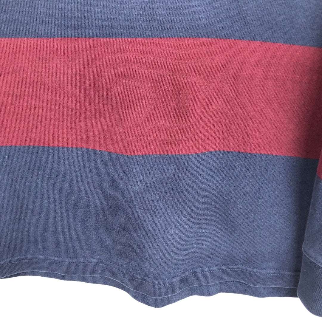 Ralph Lauren POLO by Ralph Lauren Striped Pattern Long Sleeve Rugby Shirt Men's Size L cotton Red type red-purple Vintage Second Hand