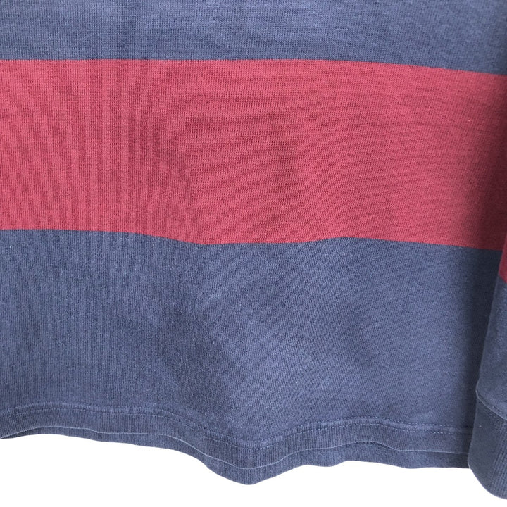 Ralph Lauren POLO by Ralph Lauren Striped Pattern Long Sleeve Rugby Shirt Men's Size L cotton Red type red-purple Vintage Second Hand