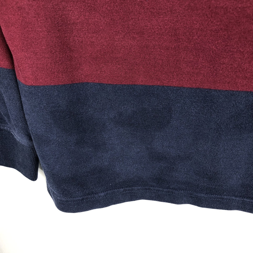 Ralph Lauren POLO by Ralph Lauren Striped Pattern Long Sleeve Rugby Shirt Men's Size L cotton Red type red-purple Vintage Second Hand