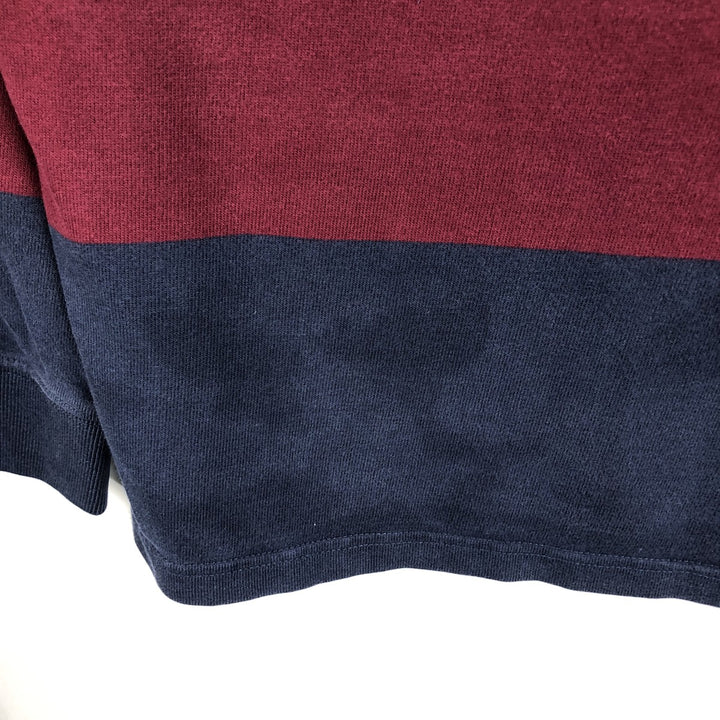 Ralph Lauren POLO by Ralph Lauren Striped Pattern Long Sleeve Rugby Shirt Men's Size L cotton Red type red-purple Vintage Second Hand
