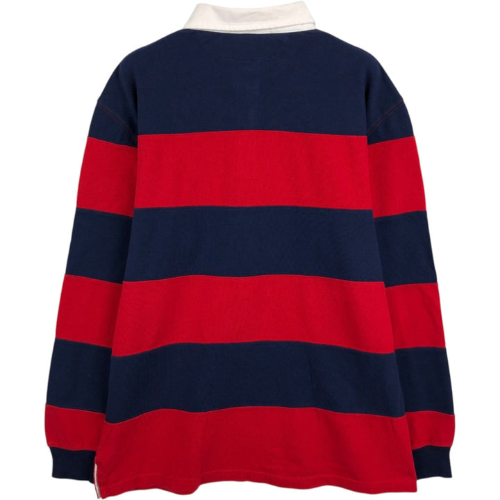 Ralph Lauren POLO by Ralph Lauren Striped Pattern Long Sleeve Rugby Shirt Men's Size L cotton navy blue type Vintage Second Hand