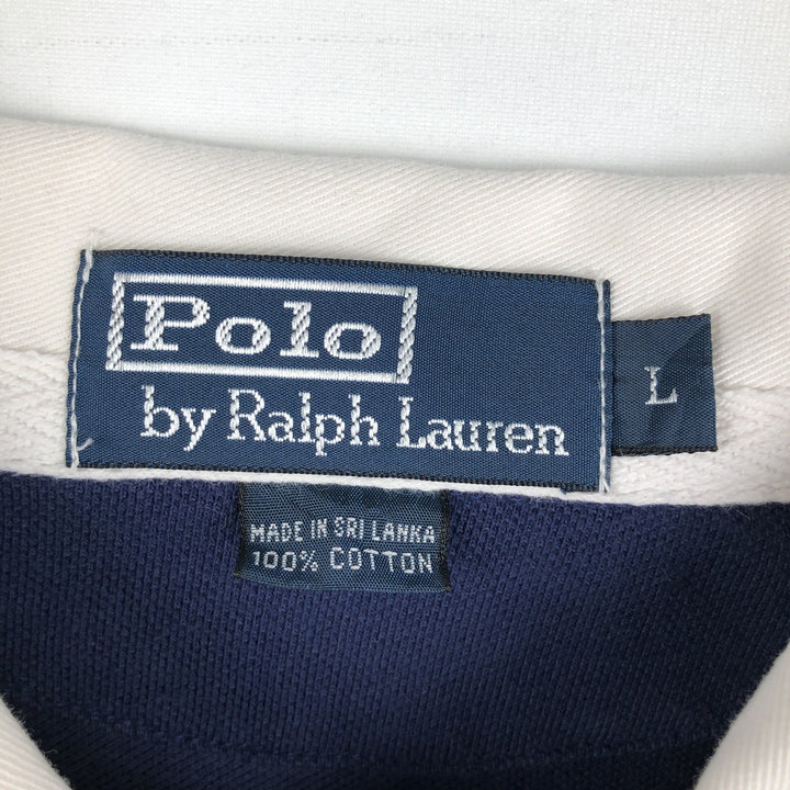 Ralph Lauren POLO by Ralph Lauren Striped Pattern Long Sleeve Rugby Shirt Men's Size L cotton navy blue type Vintage Second Hand