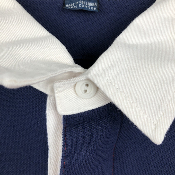 Ralph Lauren POLO by Ralph Lauren Striped Pattern Long Sleeve Rugby Shirt Men's Size L cotton navy blue type Vintage Second Hand