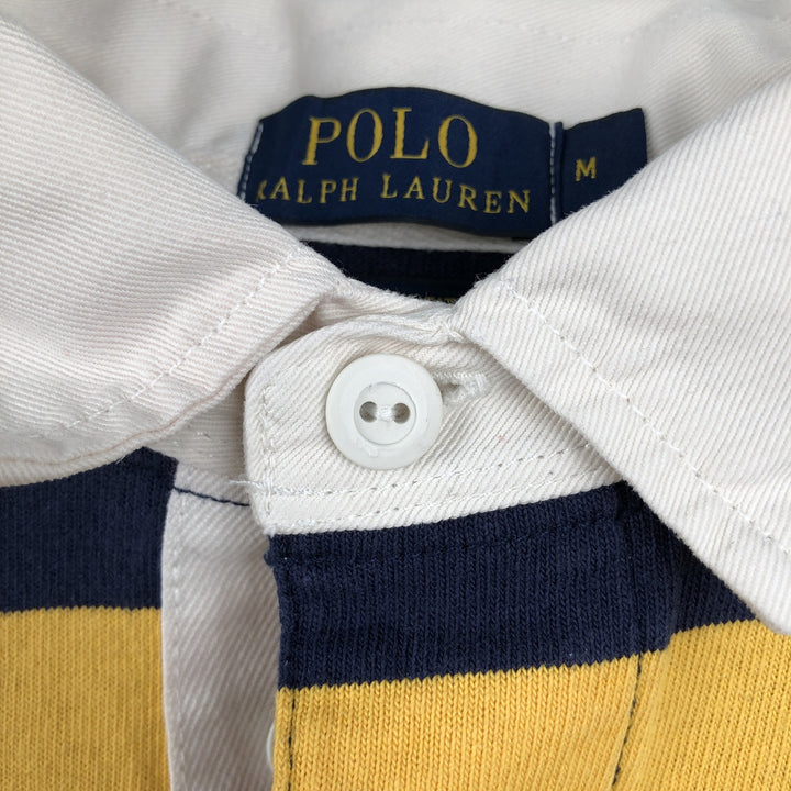 Ralph Lauren POLO RALPH LAUREN CUSTOM FIT long-sleeved rugby shirt, men's size M cotton yellow type Vintage Second Hand