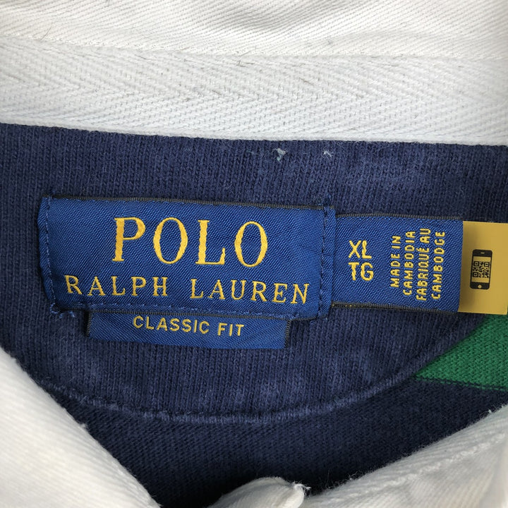 Ralph Lauren POLO RALPH LAUREN CLASSIC FIT Long-Sleeve Rugby Shirt, Men's Size XL (approx.) cotton green type Vintage Second Hand