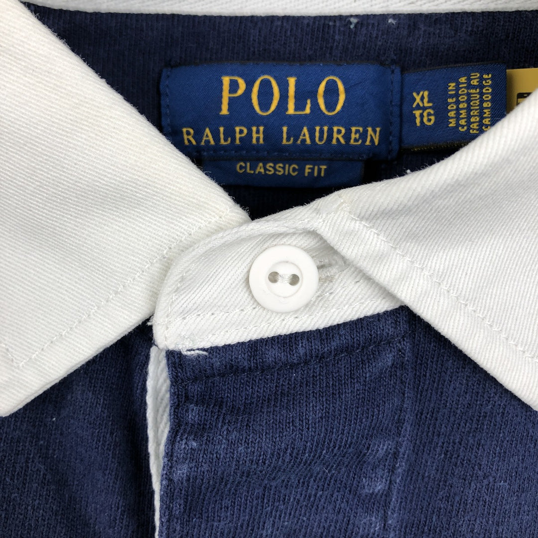 Ralph Lauren POLO RALPH LAUREN CLASSIC FIT Long-Sleeve Rugby Shirt, Men's Size XL (approx.) cotton green type Vintage Second Hand