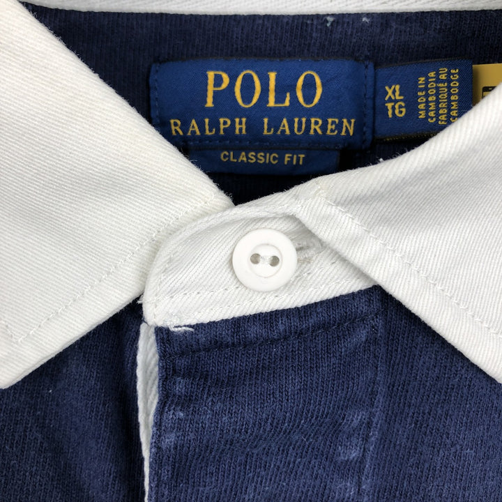 Ralph Lauren POLO RALPH LAUREN CLASSIC FIT Long-Sleeve Rugby Shirt, Men's Size XL (approx.) cotton green type Vintage Second Hand