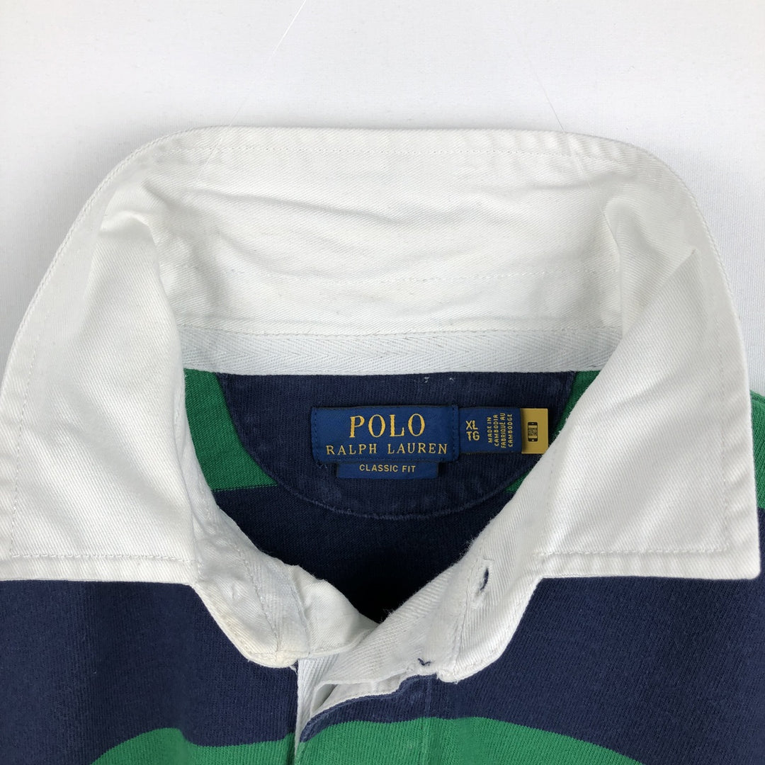 Ralph Lauren POLO RALPH LAUREN CLASSIC FIT Long-Sleeve Rugby Shirt, Men's Size XL (approx.) cotton green type Vintage Second Hand