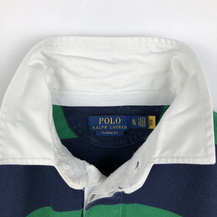 Ralph Lauren POLO RALPH LAUREN CLASSIC FIT Long-Sleeve Rugby Shirt, Men's Size XL (approx.) cotton green type Vintage Second Hand