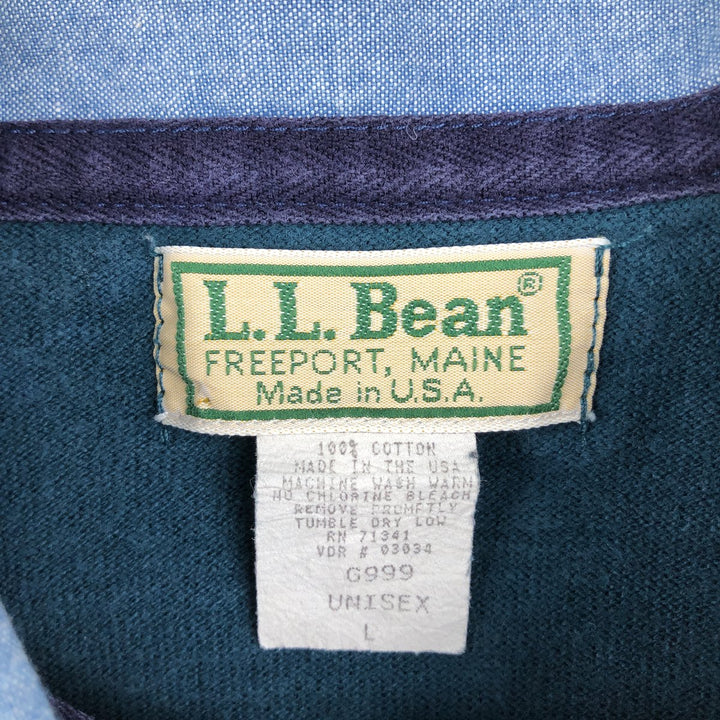 1980'S LLBean Crazy Pattern Long-Sleeve Rugby Shirt, Men's Size L (Equivalent), Vintage cotton gray type Vintage Second Hand