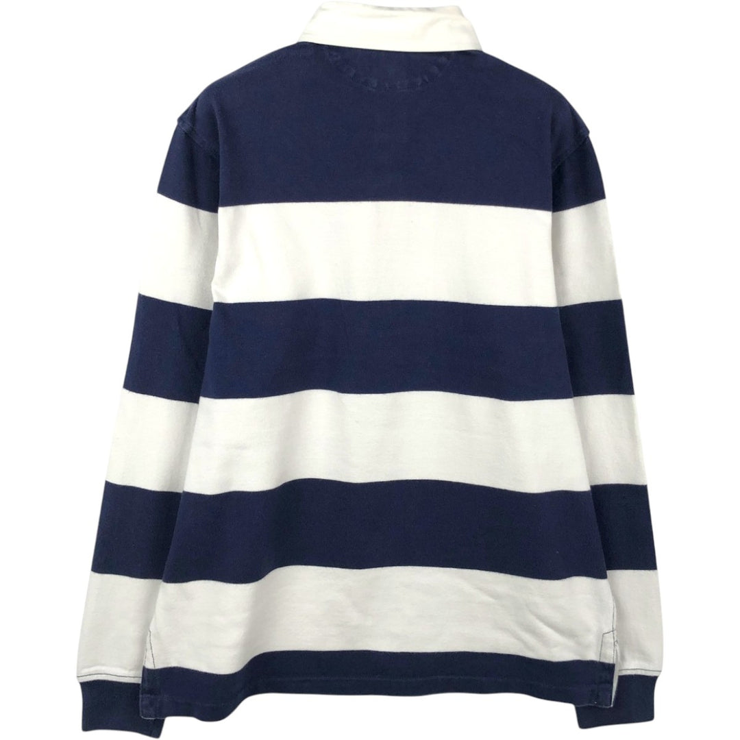 Ralph Lauren POLO by Ralph Lauren CUSTOM FIT Border Pattern Long Sleeve Rugby Shirt Men's M cotton white type Vintage Second Hand