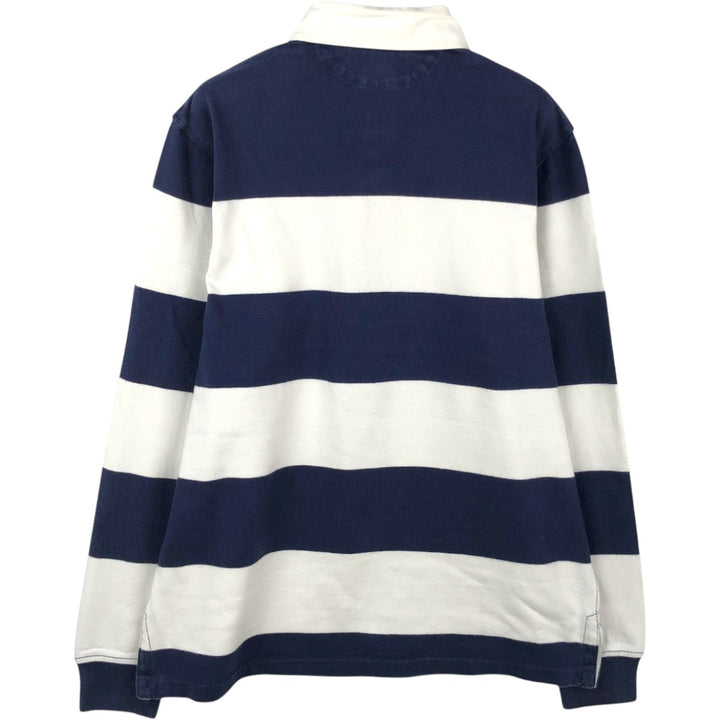 Ralph Lauren POLO by Ralph Lauren CUSTOM FIT Border Pattern Long Sleeve Rugby Shirt Men's M cotton white type Vintage Second Hand