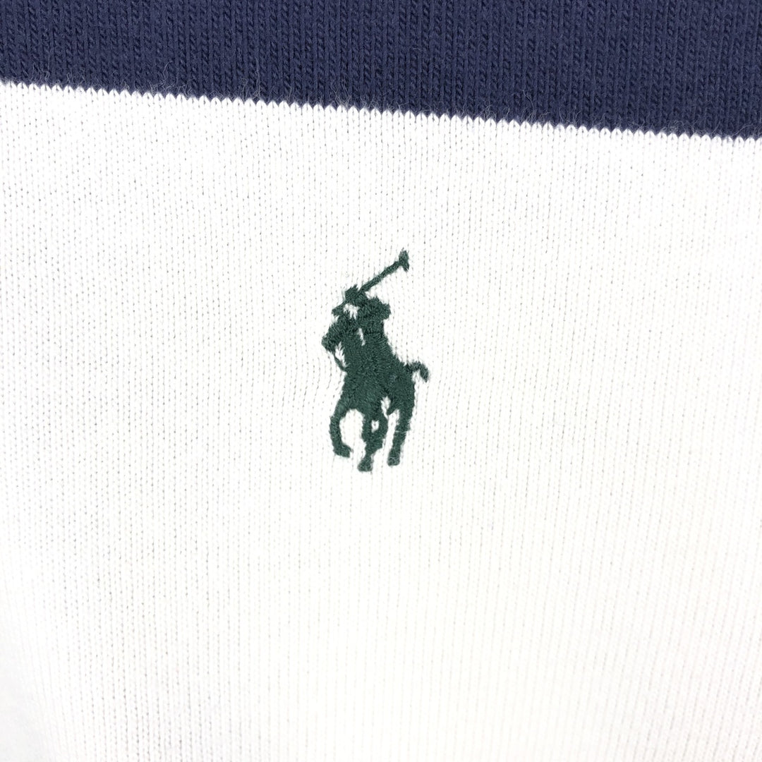 Ralph Lauren POLO by Ralph Lauren CUSTOM FIT Border Pattern Long Sleeve Rugby Shirt Men's M cotton white type Vintage Second Hand