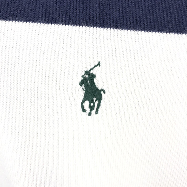 Ralph Lauren POLO by Ralph Lauren CUSTOM FIT Border Pattern Long Sleeve Rugby Shirt Men's M cotton white type Vintage Second Hand