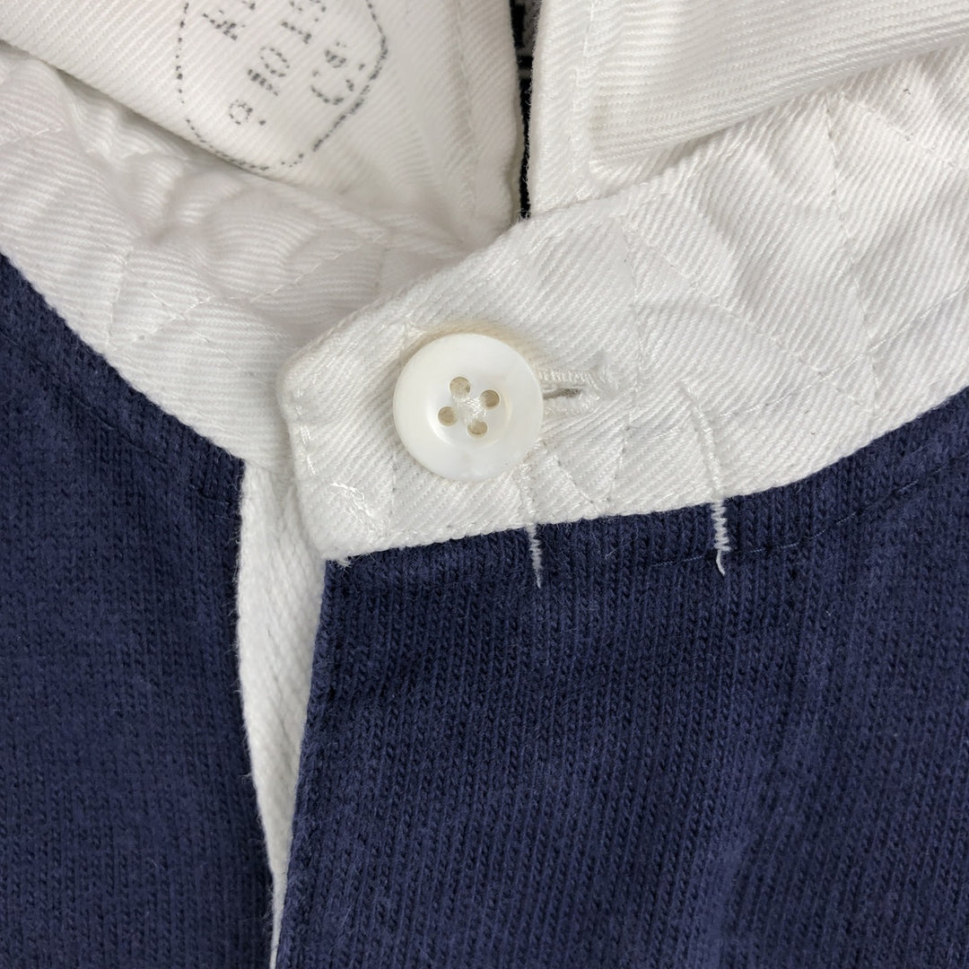 Ralph Lauren POLO by Ralph Lauren CUSTOM FIT Border Pattern Long Sleeve Rugby Shirt Men's M cotton white type Vintage Second Hand