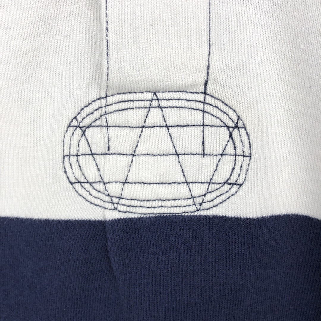 Ralph Lauren POLO by Ralph Lauren CUSTOM FIT Border Pattern Long Sleeve Rugby Shirt Men's M cotton white type Vintage Second Hand
