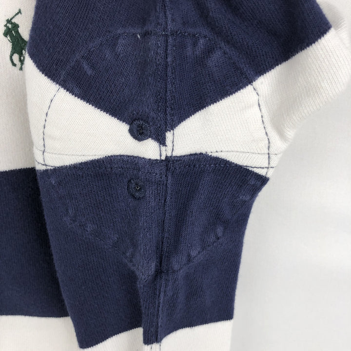 Ralph Lauren POLO by Ralph Lauren CUSTOM FIT Border Pattern Long Sleeve Rugby Shirt Men's M cotton white type Vintage Second Hand