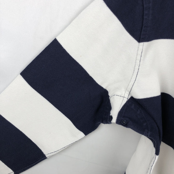 Ralph Lauren POLO by Ralph Lauren CUSTOM FIT Border Pattern Long Sleeve Rugby Shirt Men's M cotton white type Vintage Second Hand