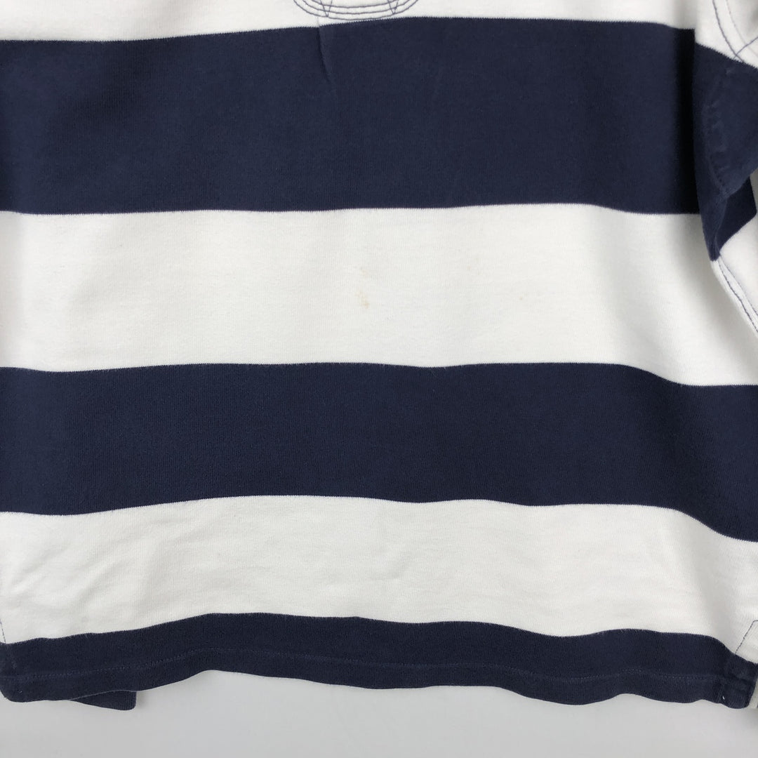 Ralph Lauren POLO by Ralph Lauren CUSTOM FIT Border Pattern Long Sleeve Rugby Shirt Men's M cotton white type Vintage Second Hand