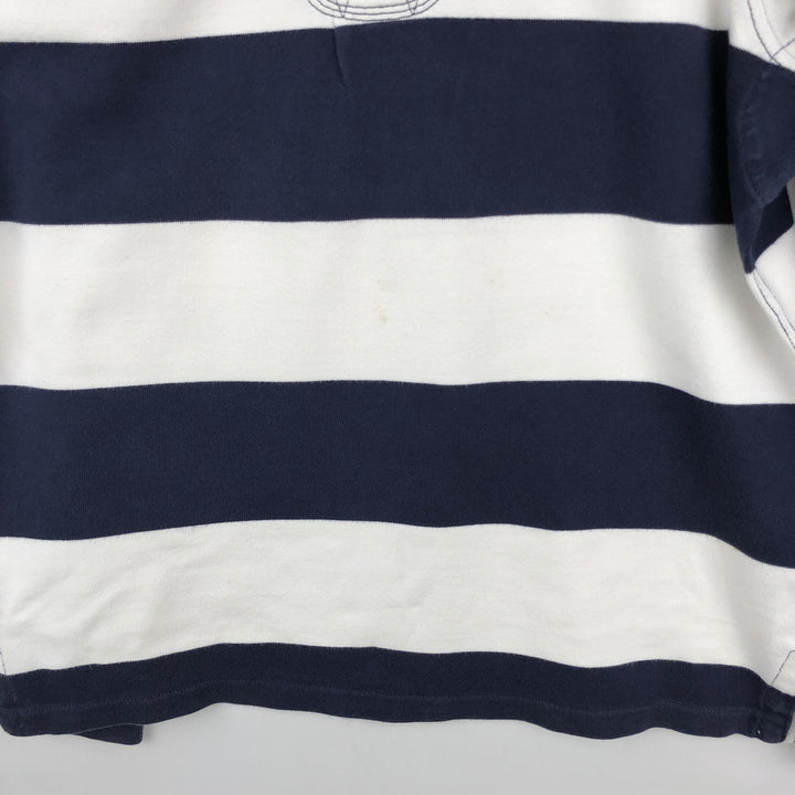 Ralph Lauren POLO by Ralph Lauren CUSTOM FIT Border Pattern Long Sleeve Rugby Shirt Men's M cotton white type Vintage Second Hand
