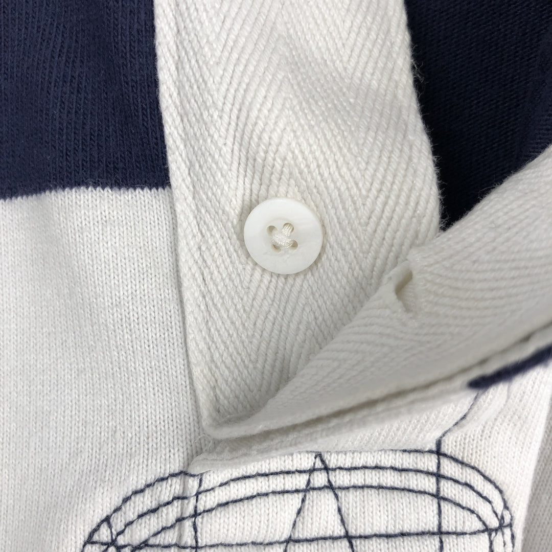 Ralph Lauren POLO by Ralph Lauren CUSTOM FIT Border Pattern Long Sleeve Rugby Shirt Men's M cotton white type Vintage Second Hand