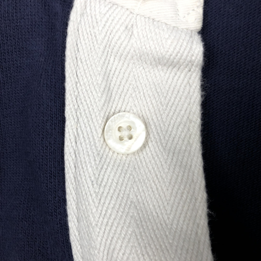 Ralph Lauren POLO by Ralph Lauren CUSTOM FIT Border Pattern Long Sleeve Rugby Shirt Men's M cotton white type Vintage Second Hand