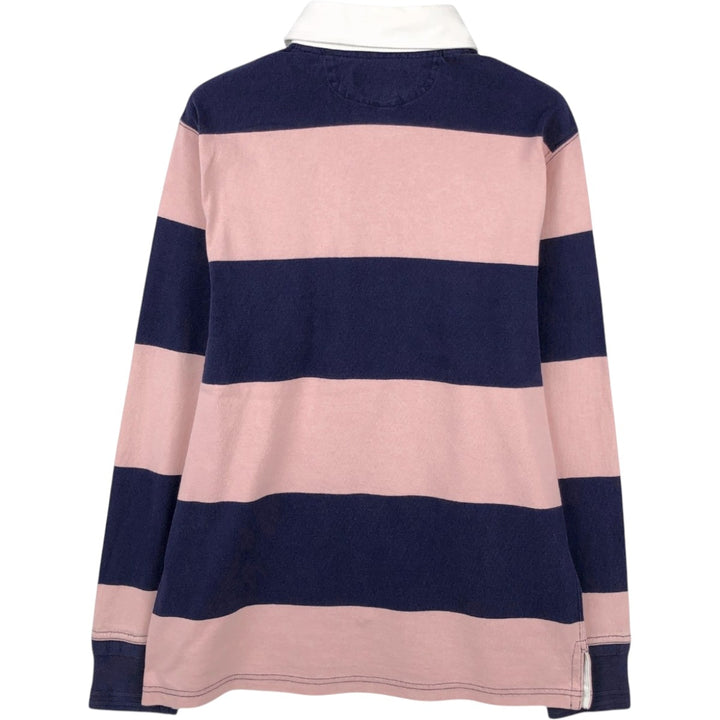 Ralph Lauren POLO by Ralph Lauren CUSTOM FIT Border Pattern Long Sleeve Rugby Shirt Men's M cotton pink type Vintage Second Hand