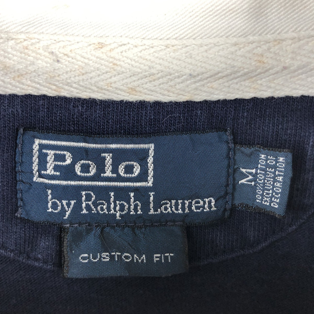 Ralph Lauren POLO by Ralph Lauren CUSTOM FIT Border Pattern Long Sleeve Rugby Shirt Men's M cotton pink type Vintage Second Hand