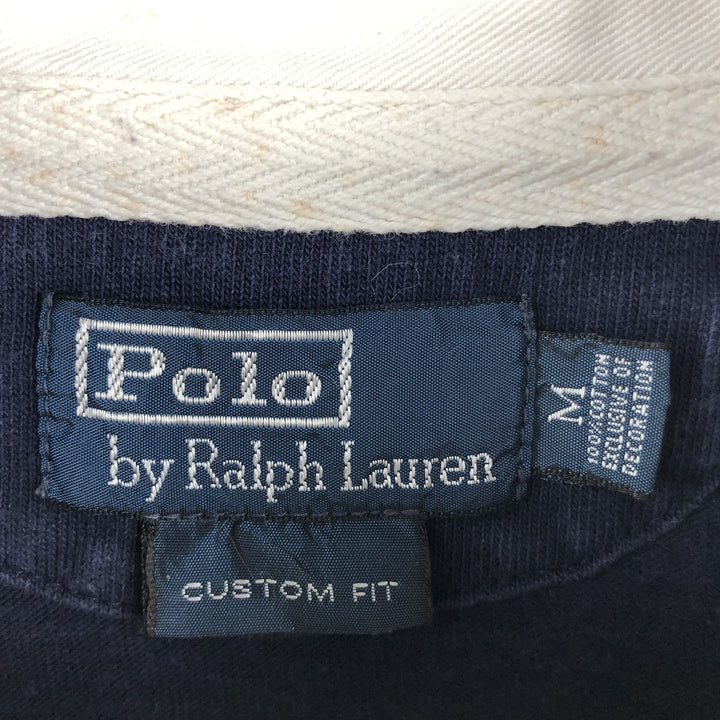 Ralph Lauren POLO by Ralph Lauren CUSTOM FIT Border Pattern Long Sleeve Rugby Shirt Men's M cotton pink type Vintage Second Hand