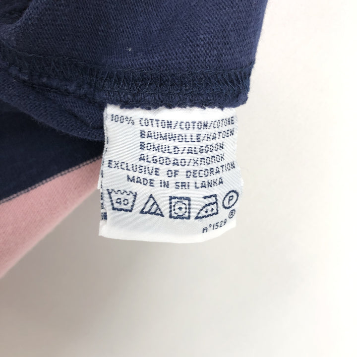 Ralph Lauren POLO by Ralph Lauren CUSTOM FIT Border Pattern Long Sleeve Rugby Shirt Men's M cotton pink type Vintage Second Hand