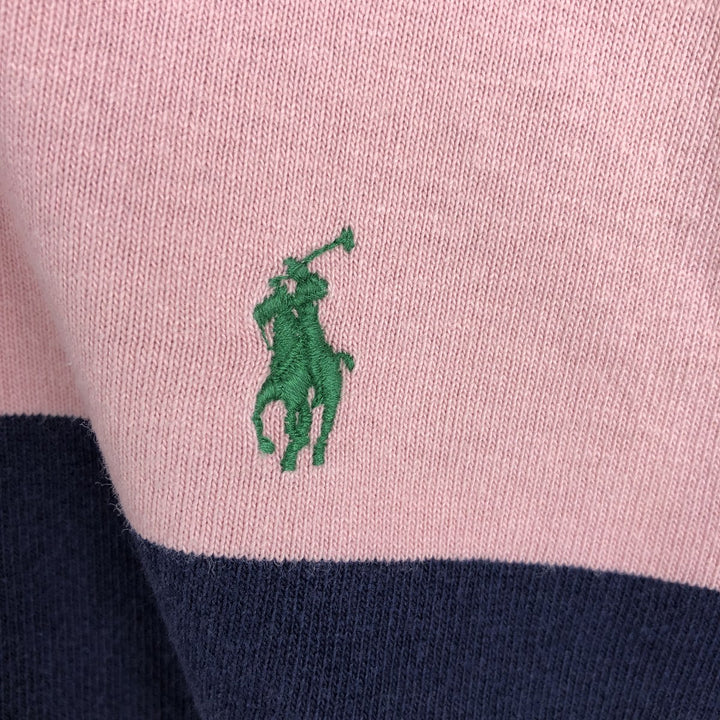 Ralph Lauren POLO by Ralph Lauren CUSTOM FIT Border Pattern Long Sleeve Rugby Shirt Men's M cotton pink type Vintage Second Hand