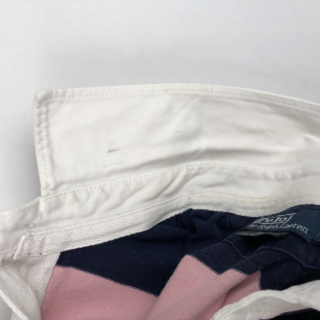 Ralph Lauren POLO by Ralph Lauren CUSTOM FIT Border Pattern Long Sleeve Rugby Shirt Men's M cotton pink type Vintage Second Hand