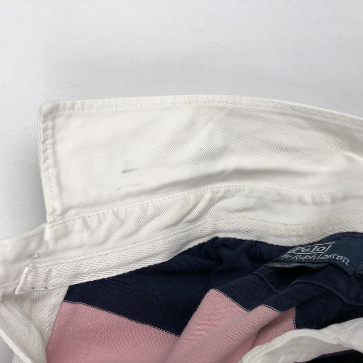 Ralph Lauren POLO by Ralph Lauren CUSTOM FIT Border Pattern Long Sleeve Rugby Shirt Men's M cotton pink type Vintage Second Hand