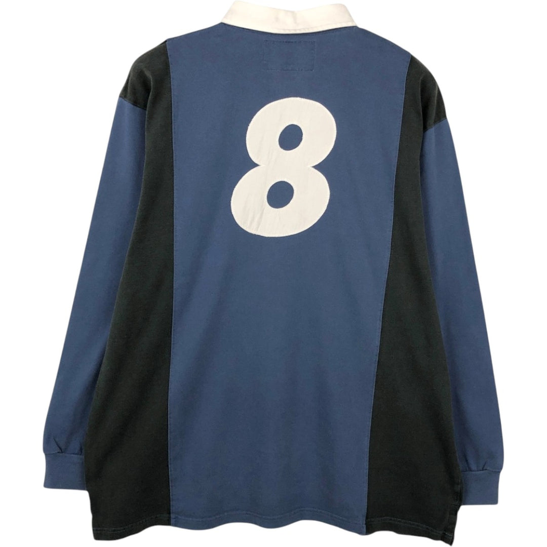Ralph Lauren POLO SPORT long-sleeved rugby shirt, men's size XL (approx.) cotton navy blue type Vintage Second Hand