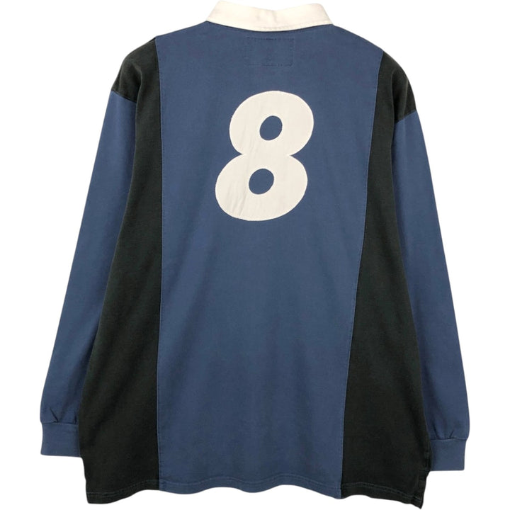 Ralph Lauren POLO SPORT long-sleeved rugby shirt, men's size XL (approx.) cotton navy blue type Vintage Second Hand