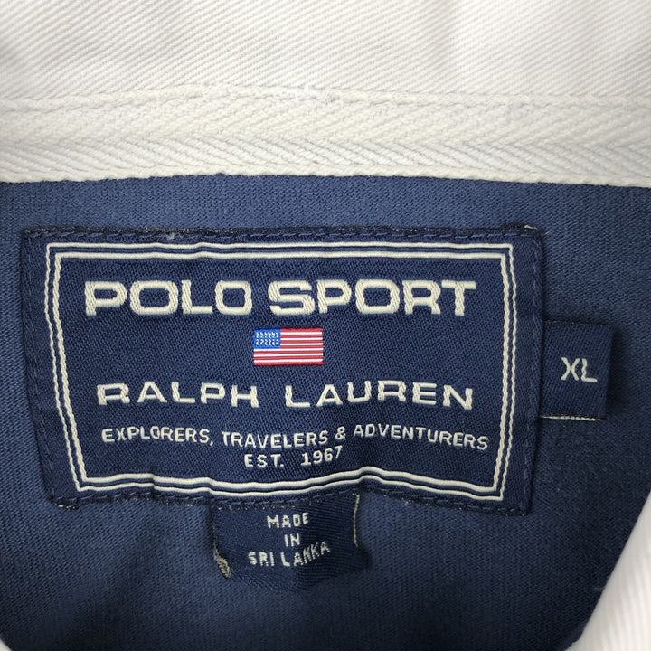 Ralph Lauren POLO SPORT long-sleeved rugby shirt, men's size XL (approx.) cotton navy blue type Vintage Second Hand