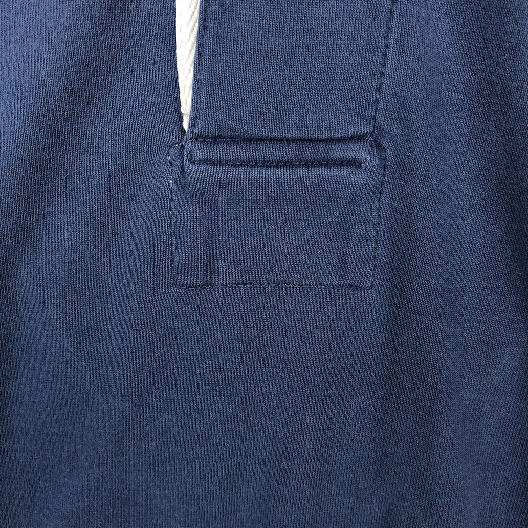 Ralph Lauren POLO SPORT long-sleeved rugby shirt, men's size XL (approx.) cotton navy blue type Vintage Second Hand