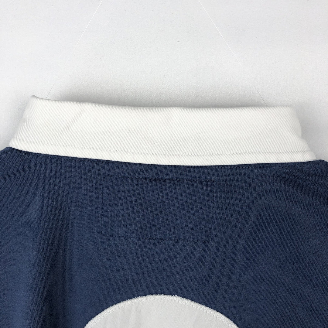 Ralph Lauren POLO SPORT long-sleeved rugby shirt, men's size XL (approx.) cotton navy blue type Vintage Second Hand