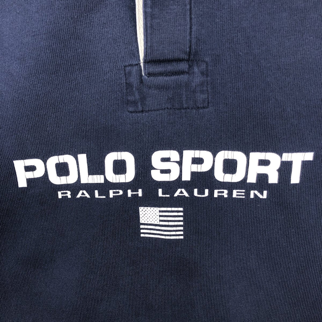 Ralph Lauren POLO SPORT long-sleeved rugby shirt with national flag pattern, men's size L (approx.) cotton navy blue type Vintage Second Hand