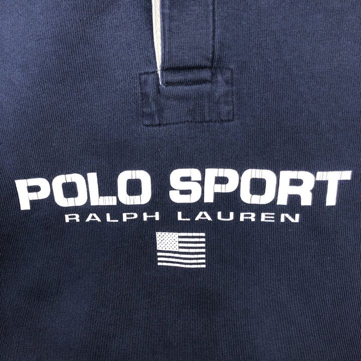 Ralph Lauren POLO SPORT long-sleeved rugby shirt with national flag pattern, men's size L (approx.) cotton navy blue type Vintage Second Hand